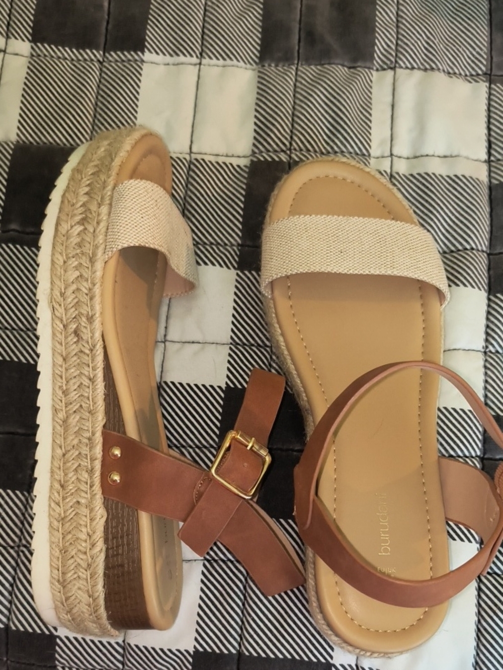 Womens Tan Espadrille Platform Sandals